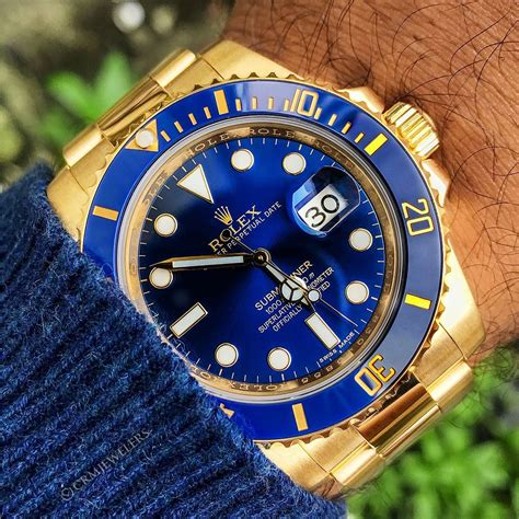 rolex gold submariner blue face|rolex blue bezel submariner.